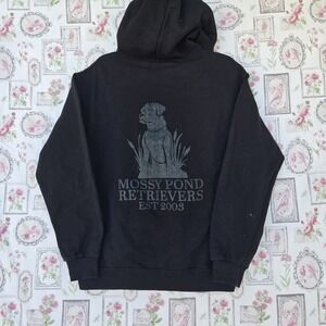 Jerzees NuBlend Black Hoodie Sweatshirt Mossy Pond Retrievers Est 2003 Size M